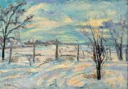 Waldemar Rosler Landscape in lights fields in the winter oil painting